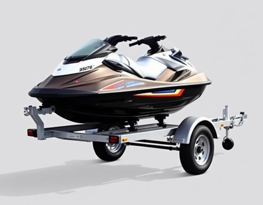 Carreta rebaixada com jetski carregado